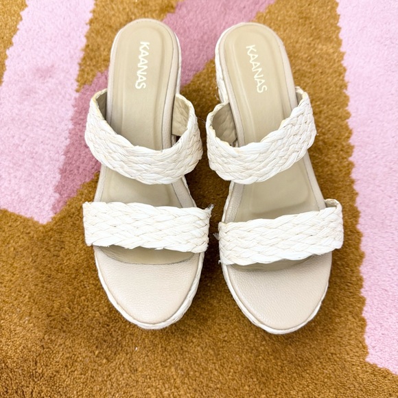 Kaanas Tenerife Raffia Platform Sandals Natural Tan Woven Espadrille Women’s 9 - Picture 5 of 7